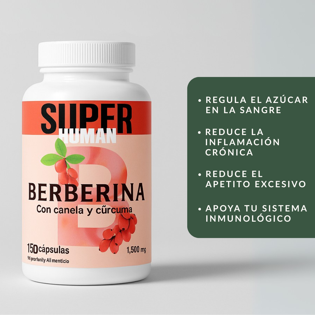 Berberina Super Human | Control de Azúcar, Pérdida de Grasa y Energía Metabólica NATURAL